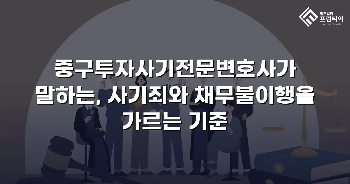 중구투자사기전문변호사가 말하는, 사기죄와 채무불이행을 가르는 기준