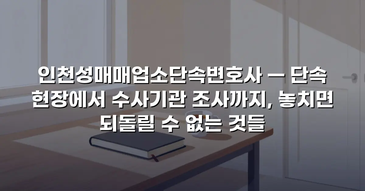 인천성매매업소단속변호사 — 단속 현장에서 수사기관 조사까지, 놓치면 되돌릴 수 없는 것들