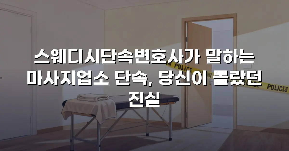 스웨디시단속변호사가 말하는 마사지업소 단속, 당신이 몰랐던 진실