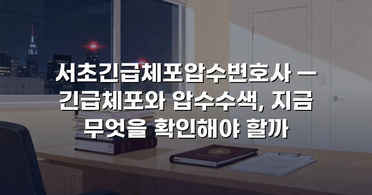 서초긴급체포압수변호사 — 긴급체포와 압수수색, 지금 무엇을 확인해야 할까