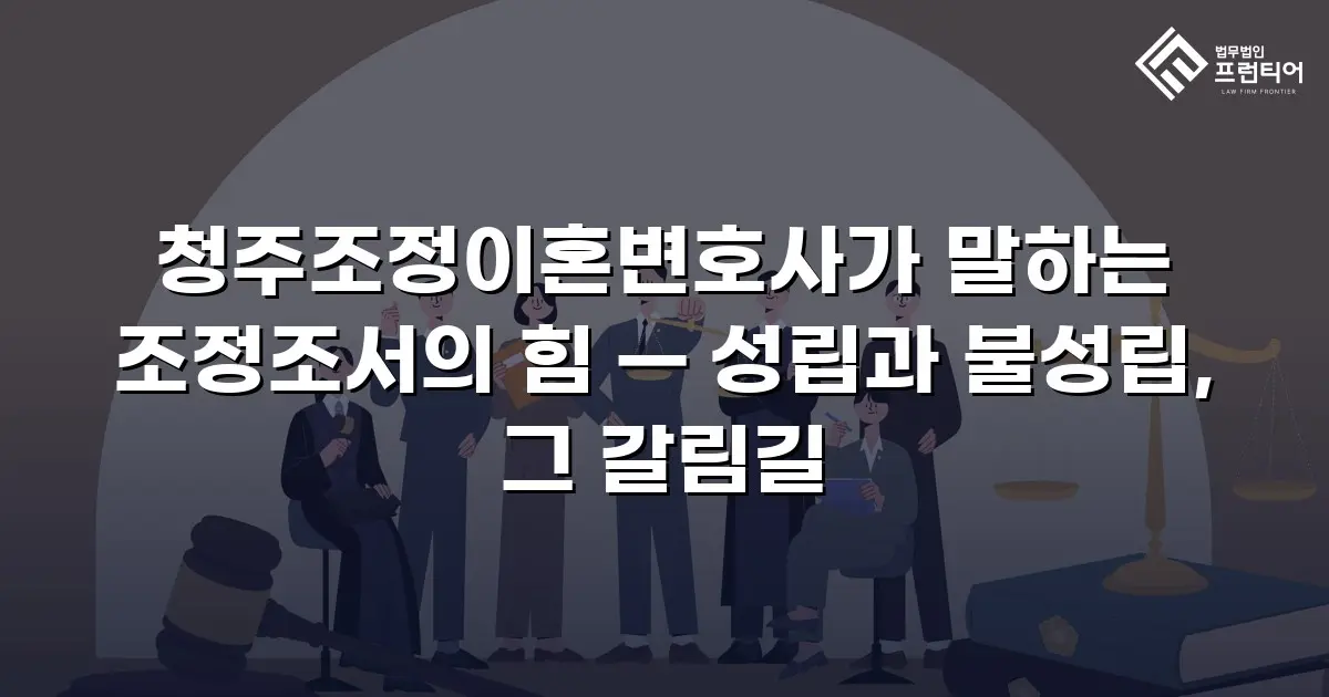 청주조정이혼변호사가 말하는 조정조서의 힘 — 성립과 불성립, 그 갈림길