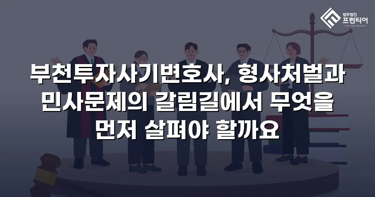 부천투자사기변호사, 형사처벌과 민사문제의 갈림길에서 무엇을 먼저 살펴야 할까요