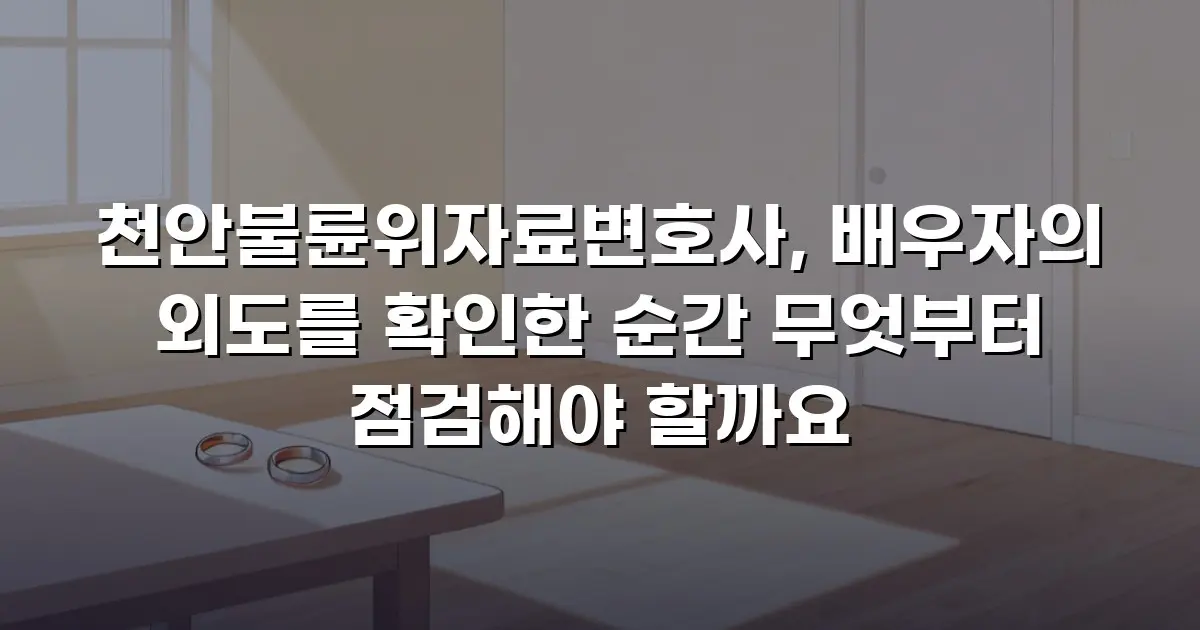 천안불륜위자료변호사, 배우자의 외도를 확인한 순간 무엇부터 점검해야 할까요