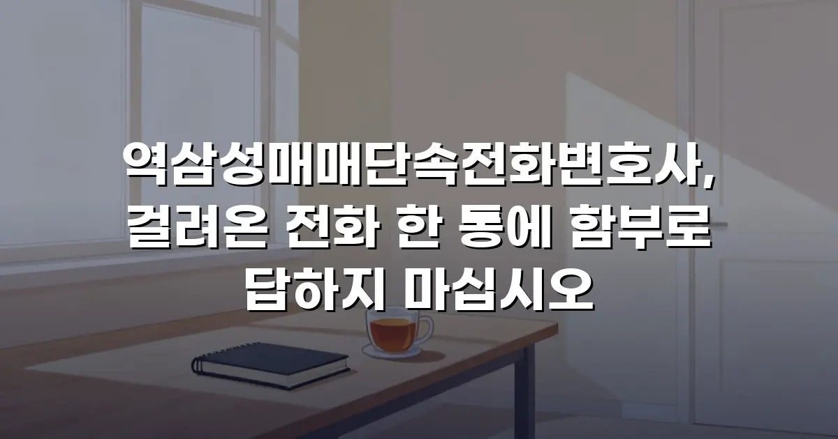 역삼성매매단속전화변호사, 걸려온 전화 한 통에 함부로 답하지 마십시오