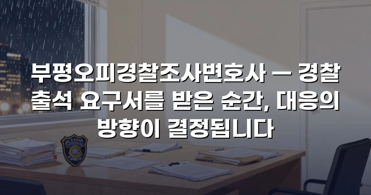 부평오피경찰조사변호사 — 경찰 출석 요구서를 받은 순간, 대응의 방향이 결정됩니다