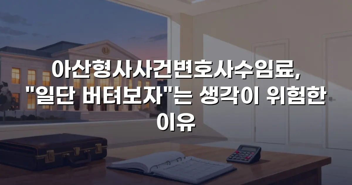 아산형사사건변호사수임료, "일단 버텨보자"는 생각이 위험한 이유
