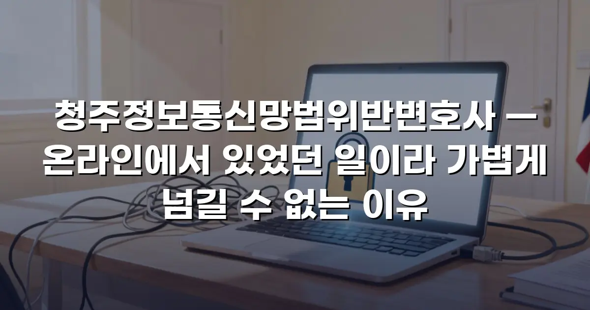 청주정보통신망법위반변호사 — 온라인에서 있었던 일이라 가볍게 넘길 수 없는 이유