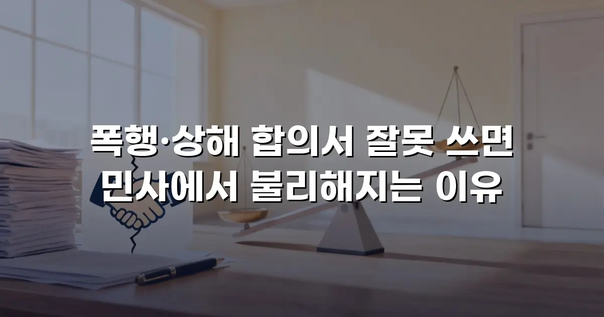 폭행·상해 합의서 잘못 쓰면 민사에서 불리해지는 이유