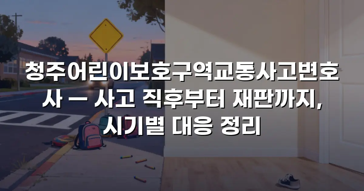 청주어린이보호구역교통사고변호사 — 사고 직후부터 재판까지, 시기별 대응 정리