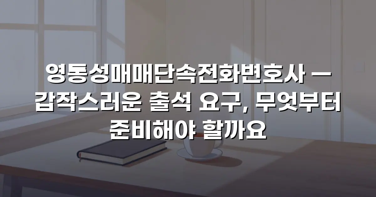 영통성매매단속전화변호사 — 갑작스러운 출석 요구, 무엇부터 준비해야 할까요
