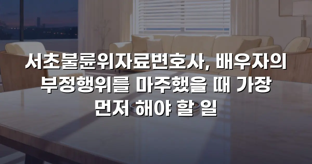서초불륜위자료변호사, 배우자의 부정행위를 마주했을 때 가장 먼저 해야 할 일
