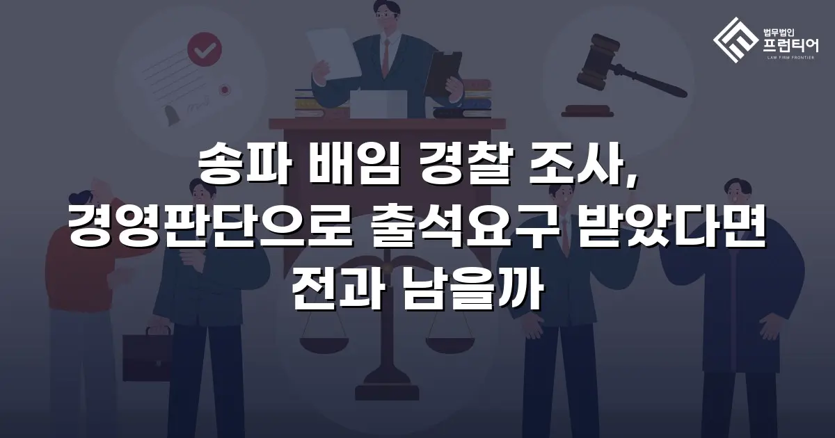 송파 배임 경찰 조사, 경영판단으로 출석요구 받았다면 전과 남을까