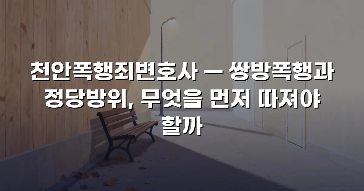천안폭행죄변호사 — 쌍방폭행과 정당방위, 무엇을 먼저 따져야 할까