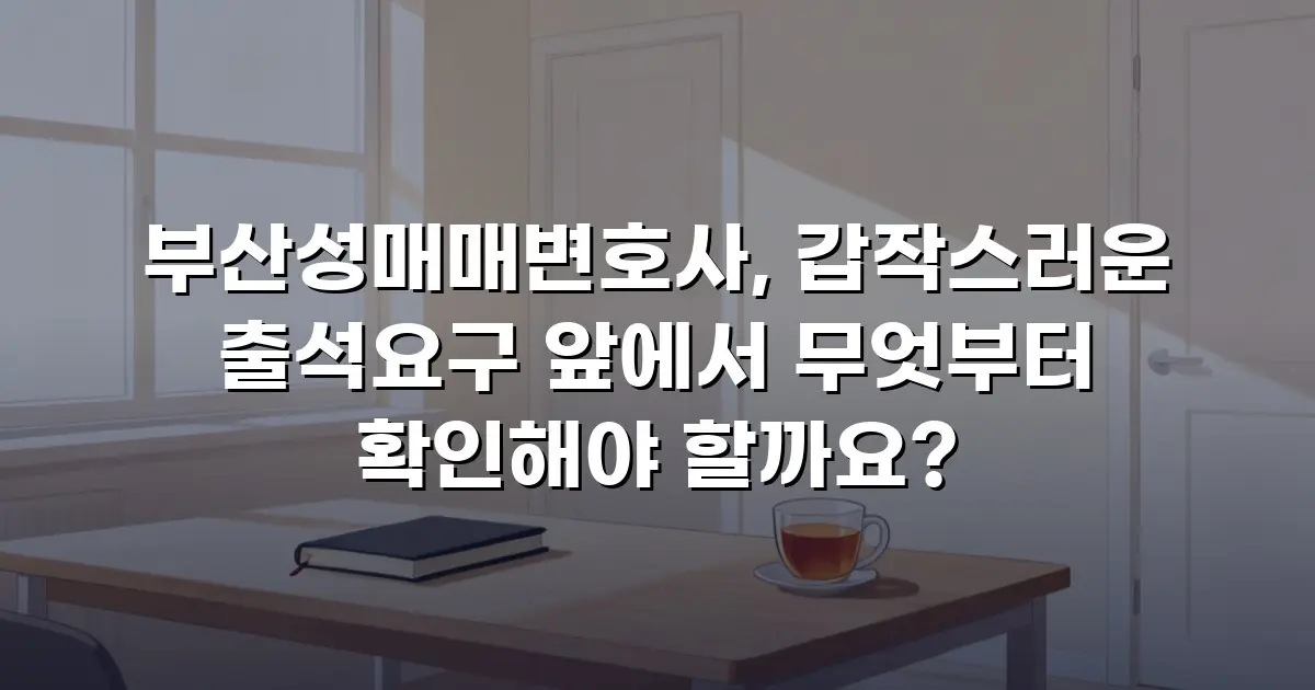 부산성매매변호사, 갑작스러운 출석요구 앞에서 무엇부터 확인해야 할까요?