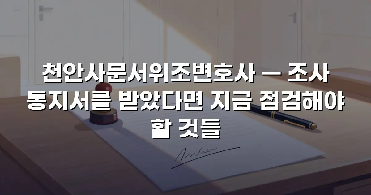 천안사문서위조변호사 — 조사 통지서를 받았다면 지금 점검해야 할 것들