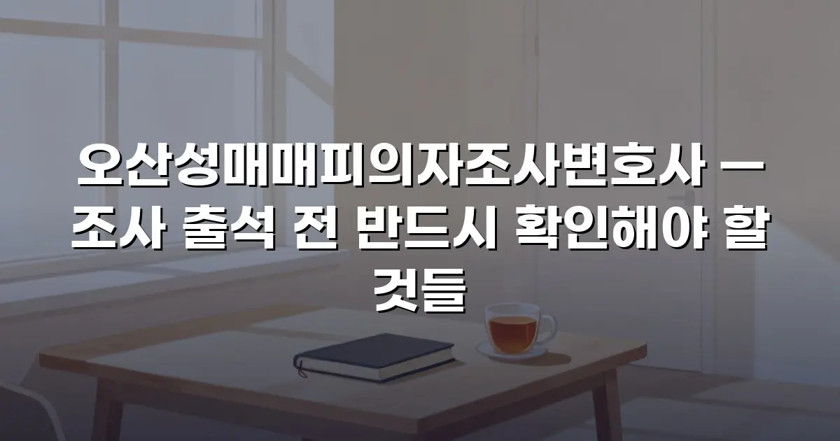 오산성매매피의자조사변호사 — 조사 출석 전 반드시 확인해야 할 것들