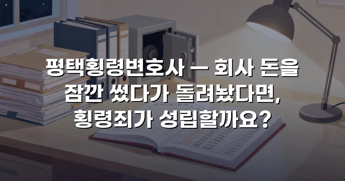 평택횡령변호사 — 회사 돈을 잠깐 썼다가 돌려놨다면, 횡령죄가 성립할까요?