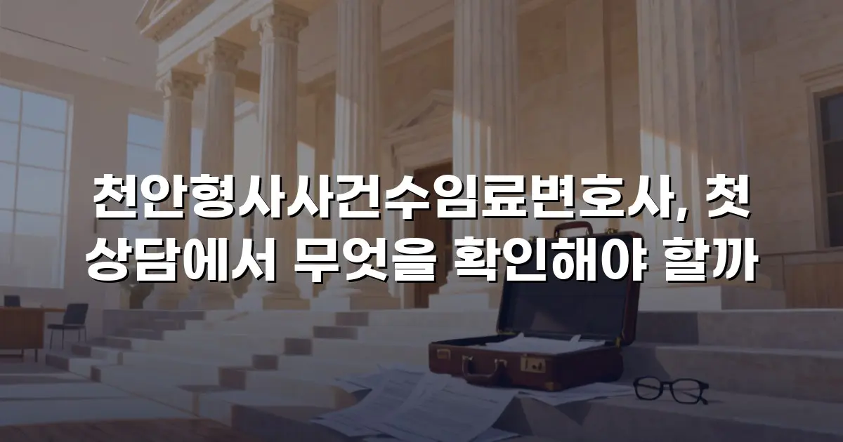 천안형사사건수임료변호사, 첫 상담에서 무엇을 확인해야 할까