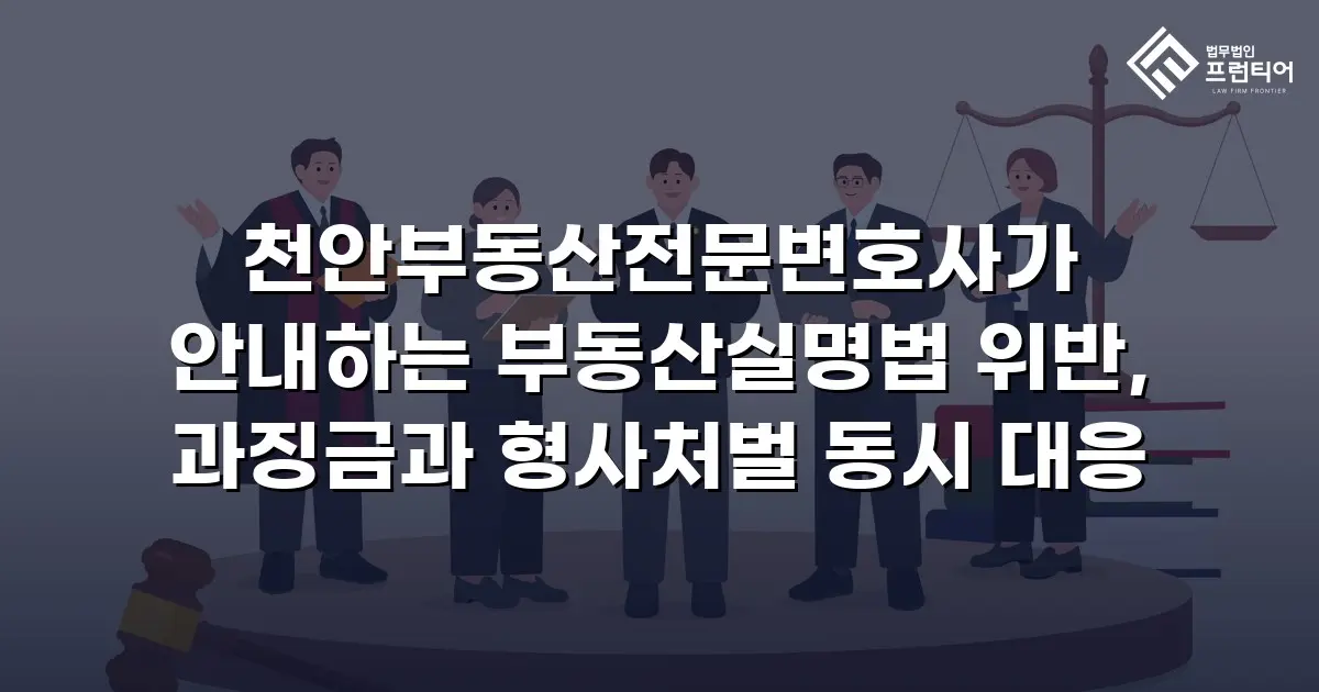 천안부동산전문변호사가 안내하는 부동산실명법 위반, 과징금과 형사처벌 동시 대응