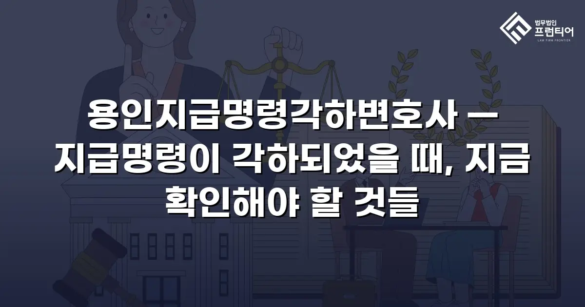 용인지급명령각하변호사 — 지급명령이 각하되었을 때, 지금 확인해야 할 것들