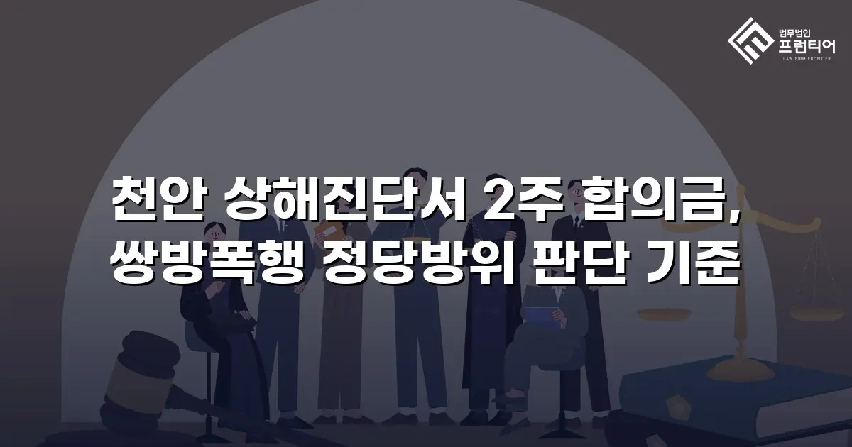 천안 상해진단서 2주 합의금, 쌍방폭행 정당방위 판단 기준