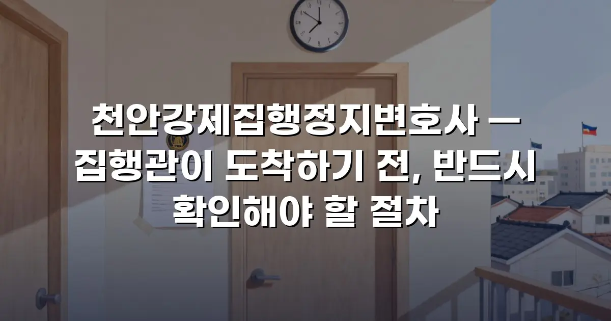 천안강제집행정지변호사 — 집행관이 도착하기 전, 반드시 확인해야 할 절차