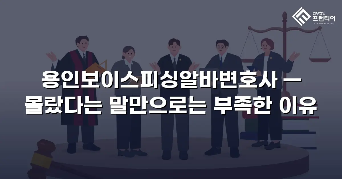 용인보이스피싱알바변호사 — 몰랐다는 말만으로는 부족한 이유