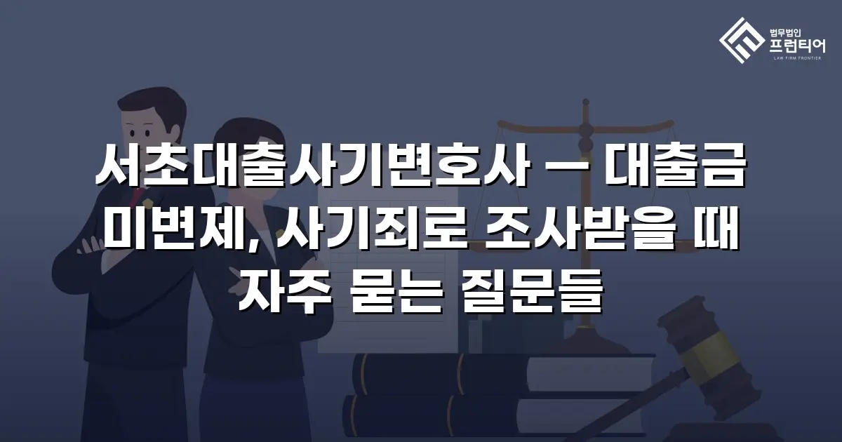 서초대출사기변호사 — 대출금 미변제, 사기죄로 조사받을 때 자주 묻는 질문들