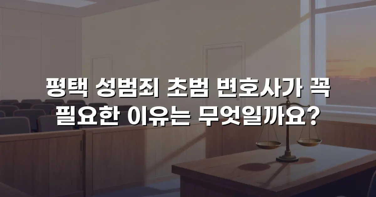 평택 성범죄 초범 변호사가 꼭 필요한 이유는 무엇일까요?