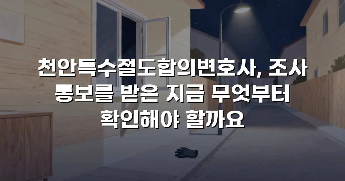 천안특수절도합의변호사, 조사 통보를 받은 지금 무엇부터 확인해야 할까요