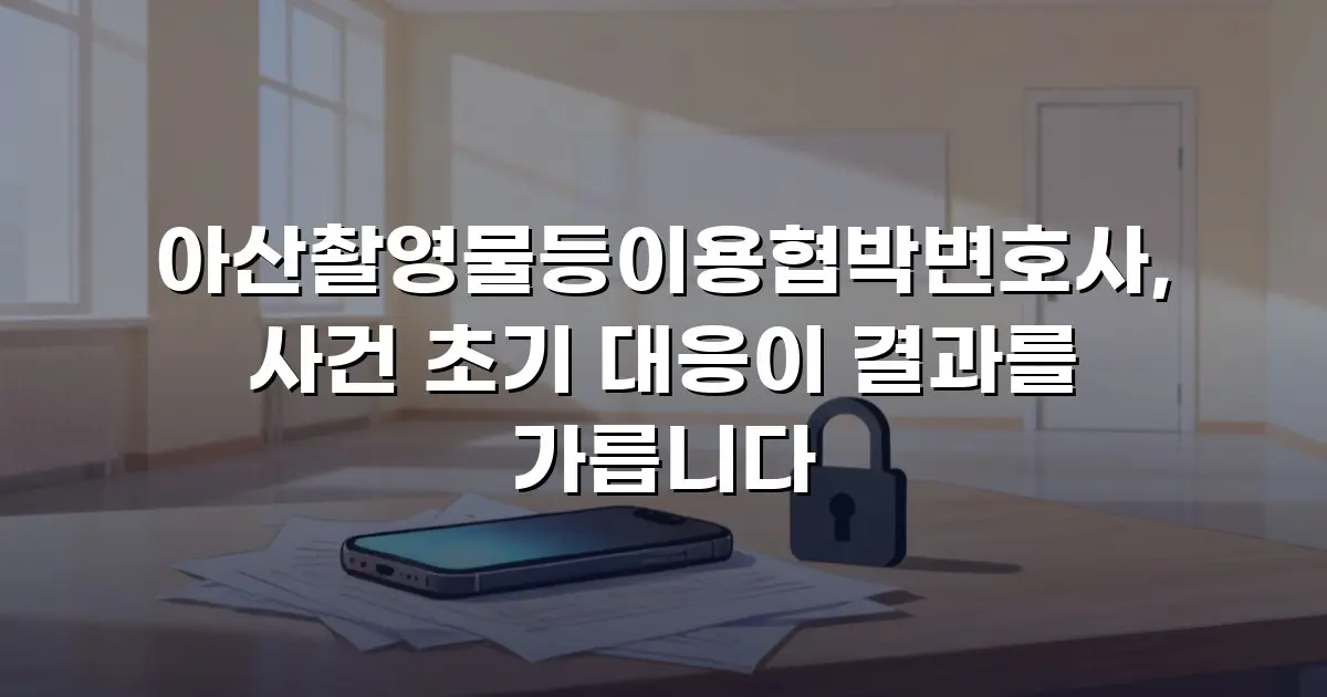 아산촬영물등이용협박변호사, 사건 초기 대응이 결과를 가릅니다