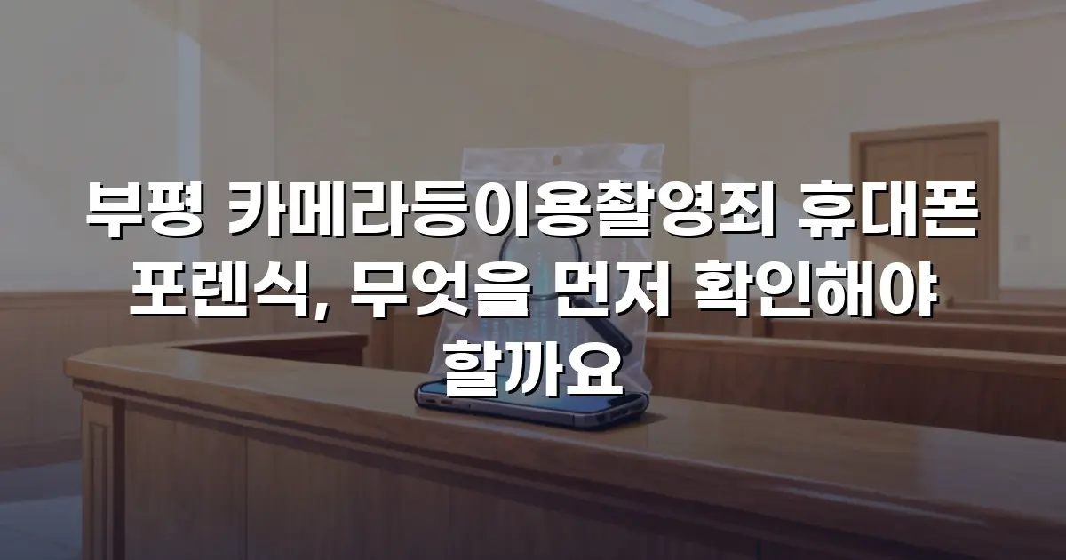 부평 카메라등이용촬영죄 휴대폰 포렌식, 무엇을 먼저 확인해야 할까요