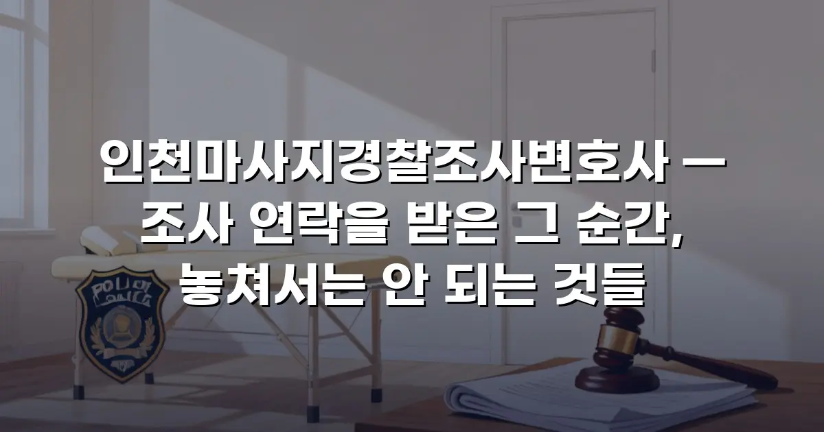 인천마사지경찰조사변호사 — 조사 연락을 받은 그 순간, 놓쳐서는 안 되는 것들
