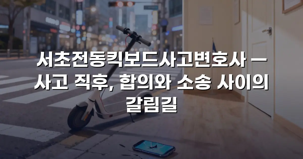 서초전동킥보드사고변호사 — 사고 직후, 합의와 소송 사이의 갈림길