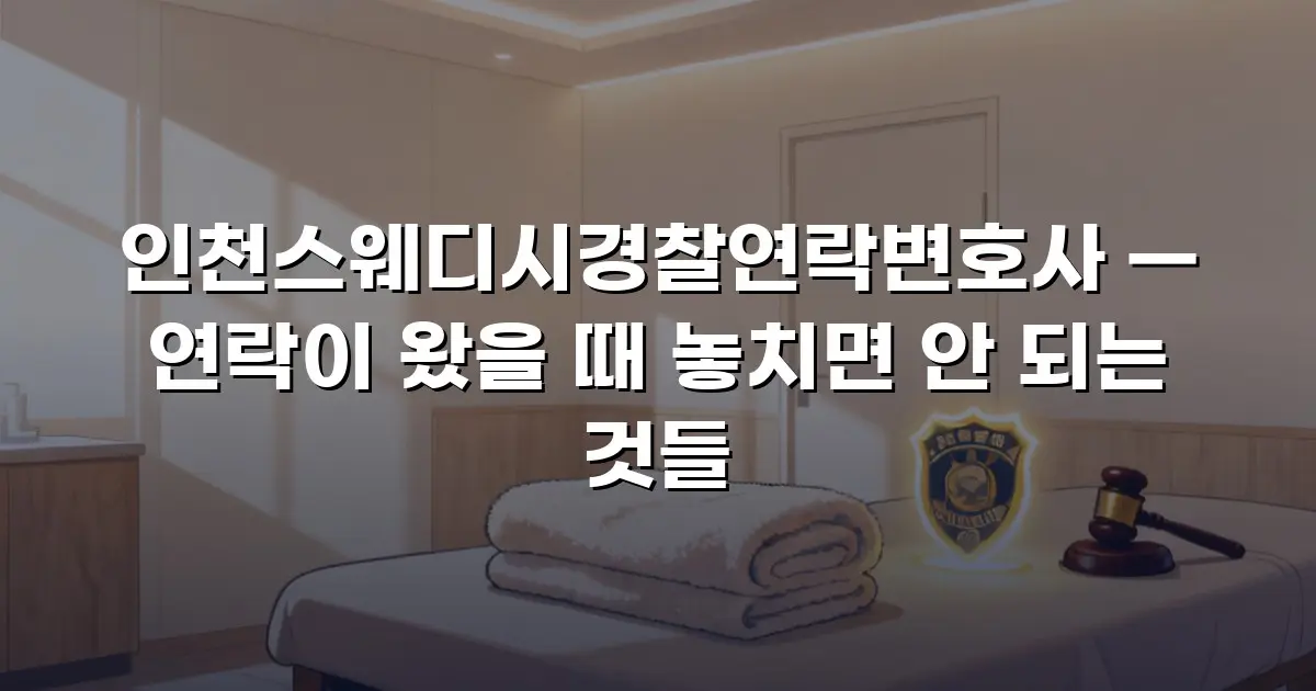 인천스웨디시경찰연락변호사 — 연락이 왔을 때 놓치면 안 되는 것들
