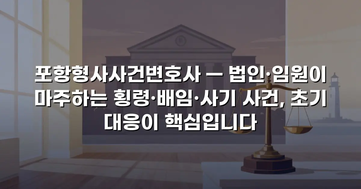 포항형사사건변호사 — 법인·임원이 마주하는 횡령·배임·사기 사건, 초기 대응이 핵심입니다