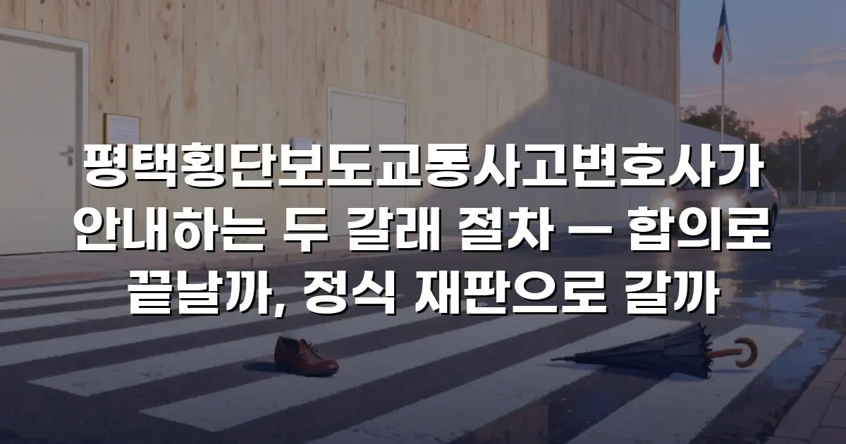 평택횡단보도교통사고변호사가 안내하는 두 갈래 절차 — 합의로 끝날까, 정식 재판으로 갈까