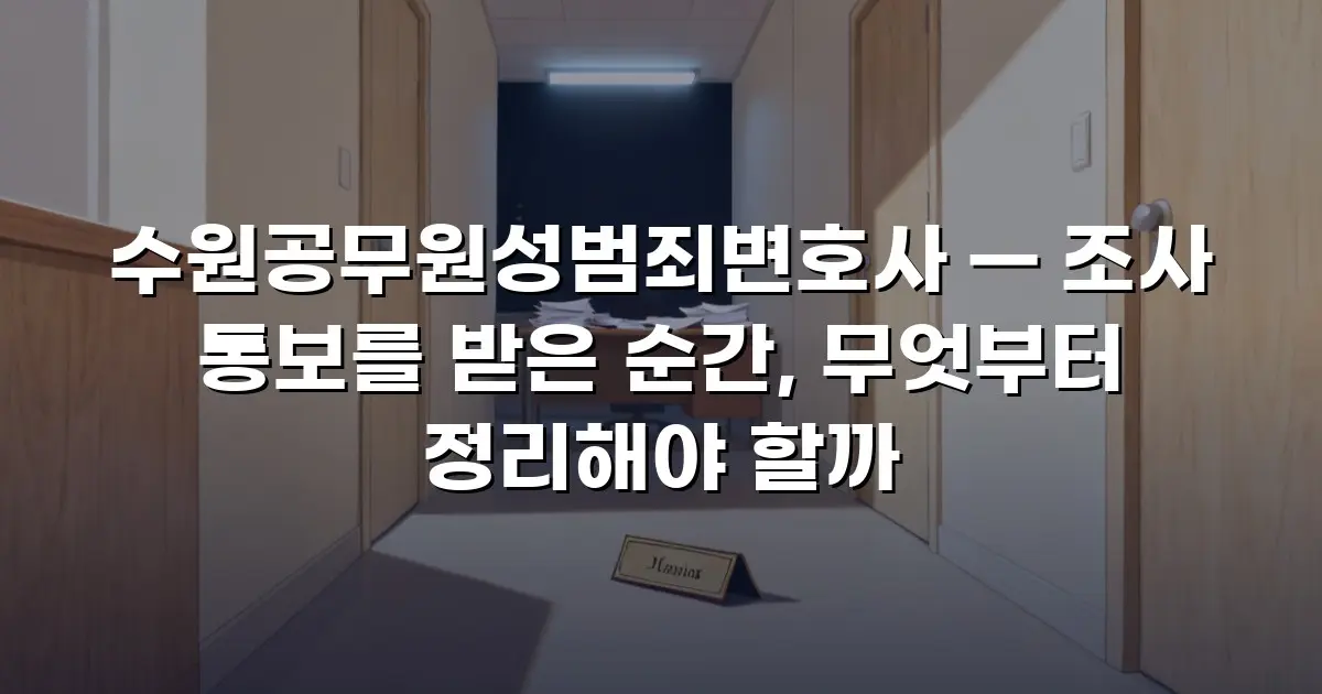 수원공무원성범죄변호사 — 조사 통보를 받은 순간, 무엇부터 정리해야 할까