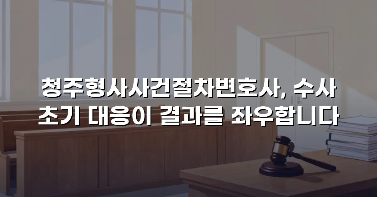 청주형사사건절차변호사, 수사 초기 대응이 결과를 좌우합니다