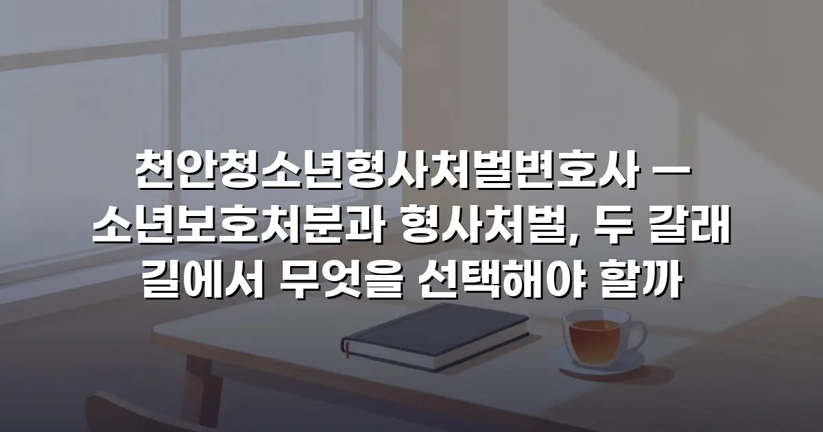 천안청소년형사처벌변호사 — 소년보호처분과 형사처벌, 두 갈래 길에서 무엇을 선택해야 할까