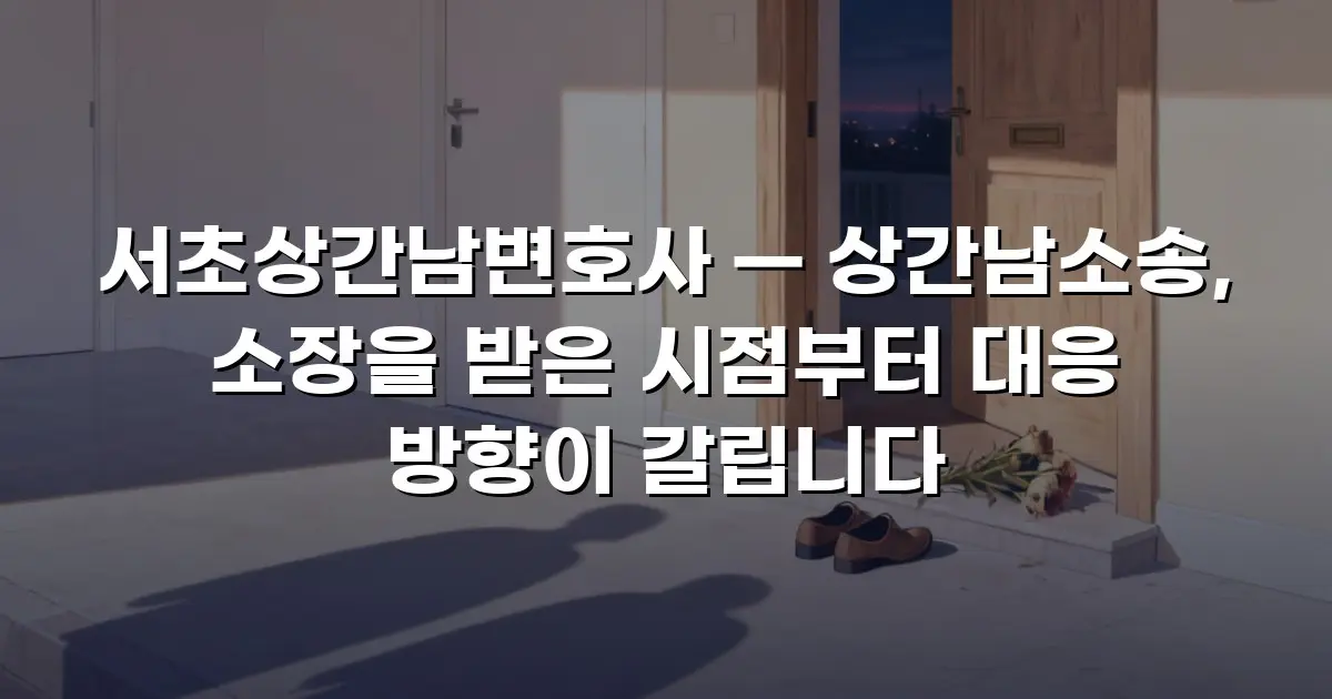 서초상간남변호사 — 상간남소송, 소장을 받은 시점부터 대응 방향이 갈립니다