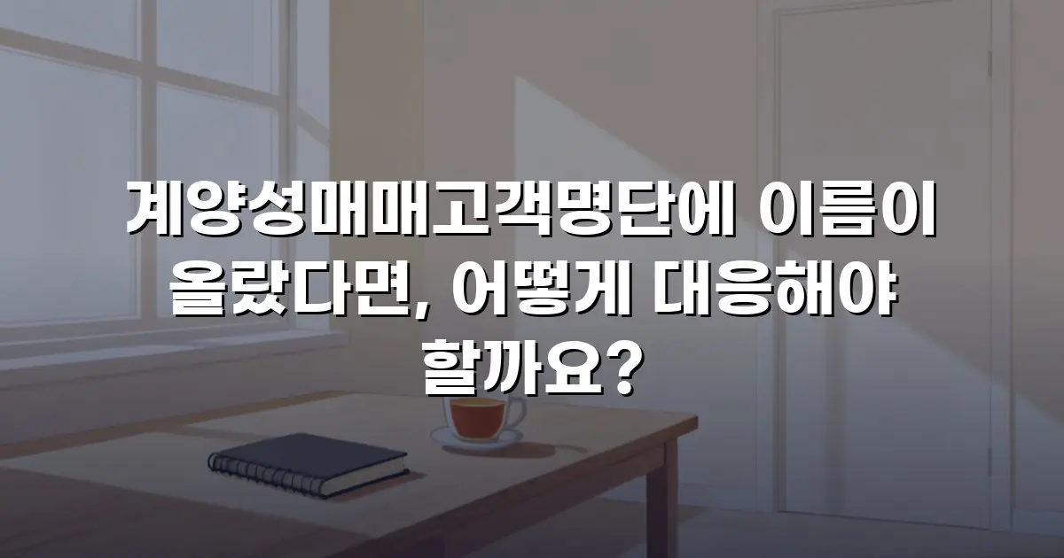 계양성매매고객명단에 이름이 올랐다면, 어떻게 대응해야 할까요?