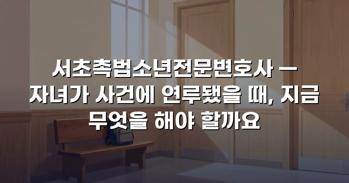 서초촉법소년전문변호사 — 자녀가 사건에 연루됐을 때, 지금 무엇을 해야 할까요