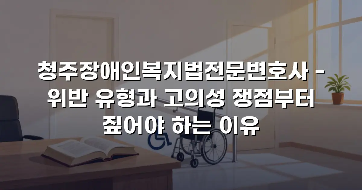 청주장애인복지법전문변호사 - 위반 유형과 고의성 쟁점부터 짚어야 하는 이유