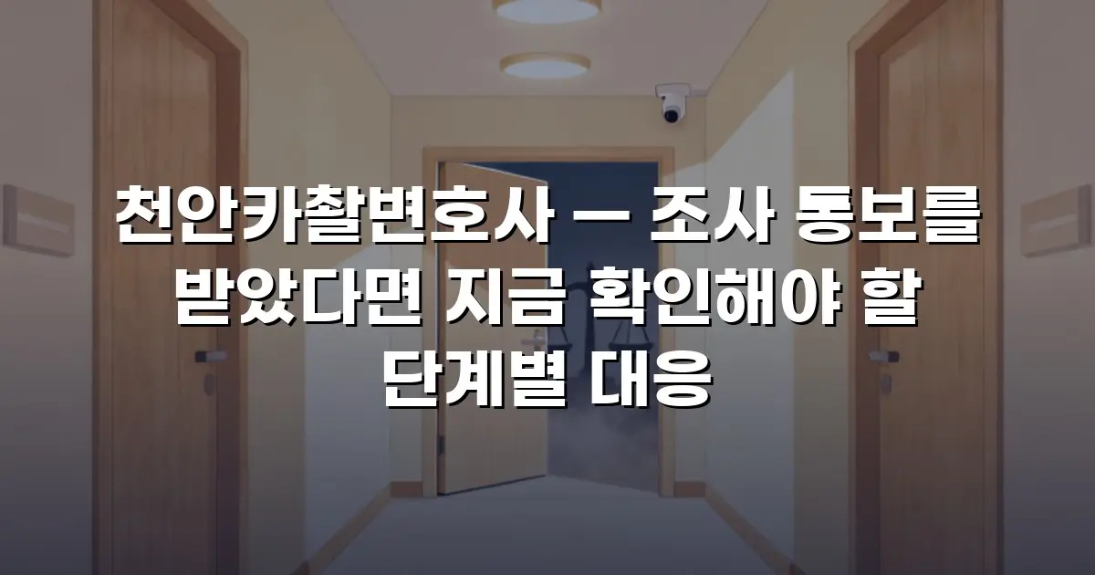 천안카촬변호사 — 조사 통보를 받았다면 지금 확인해야 할 단계별 대응