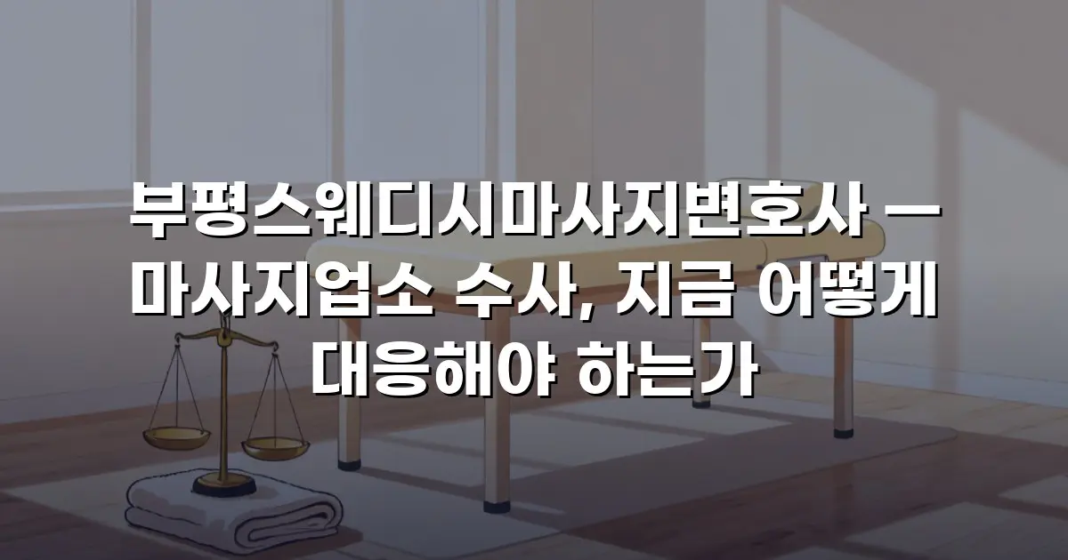 부평스웨디시마사지변호사 — 마사지업소 수사, 지금 어떻게 대응해야 하는가
