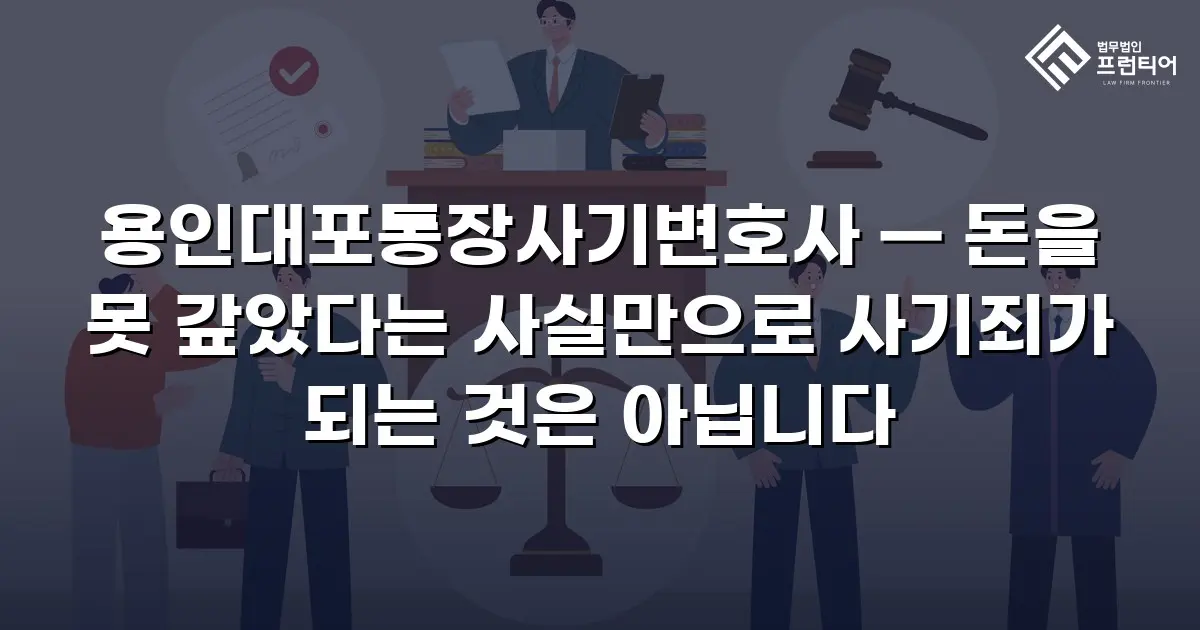 용인대포통장사기변호사 — 돈을 못 갚았다는 사실만으로 사기죄가 되는 것은 아닙니다