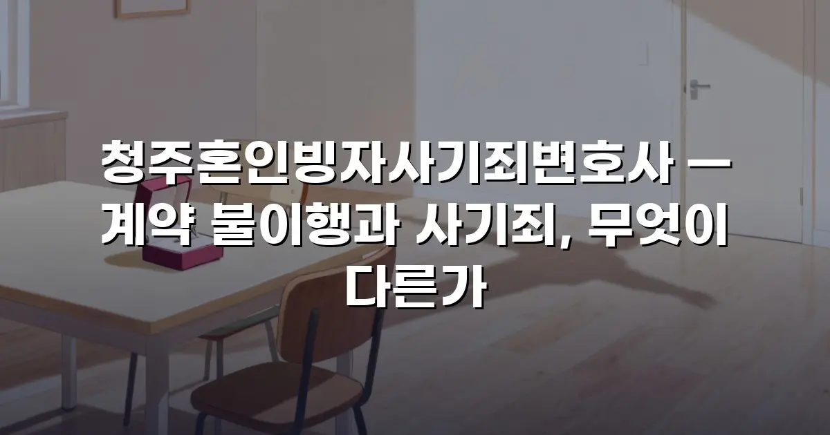 청주혼인빙자사기죄변호사 — 계약 불이행과 사기죄, 무엇이 다른가