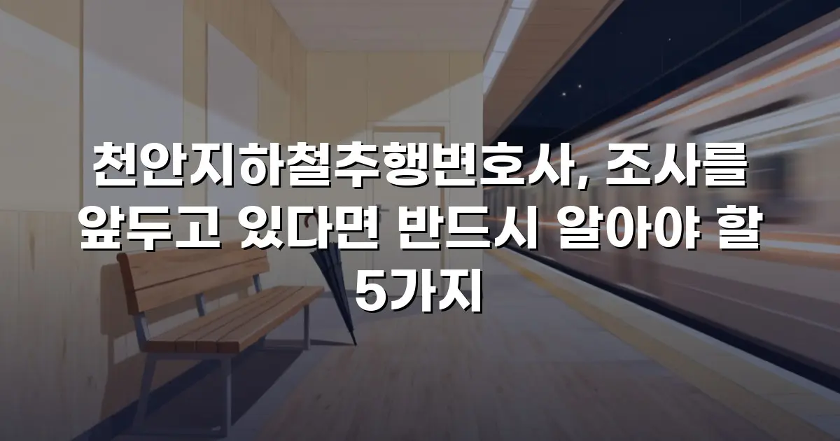 천안지하철추행변호사, 조사를 앞두고 있다면 반드시 알아야 할 5가지