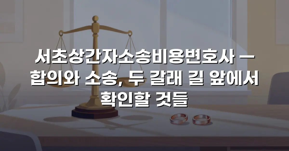 서초상간자소송비용변호사 — 합의와 소송, 두 갈래 길 앞에서 확인할 것들